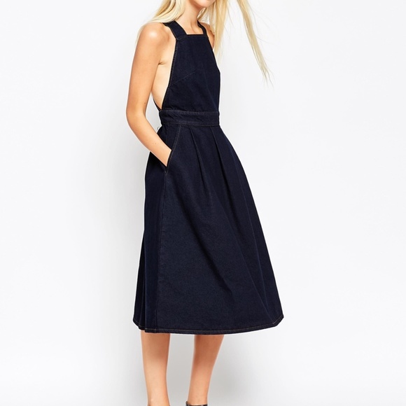 BRAND NEW ASOS denim  dark wash suspender open back dress 8 - Picture 5 of 17